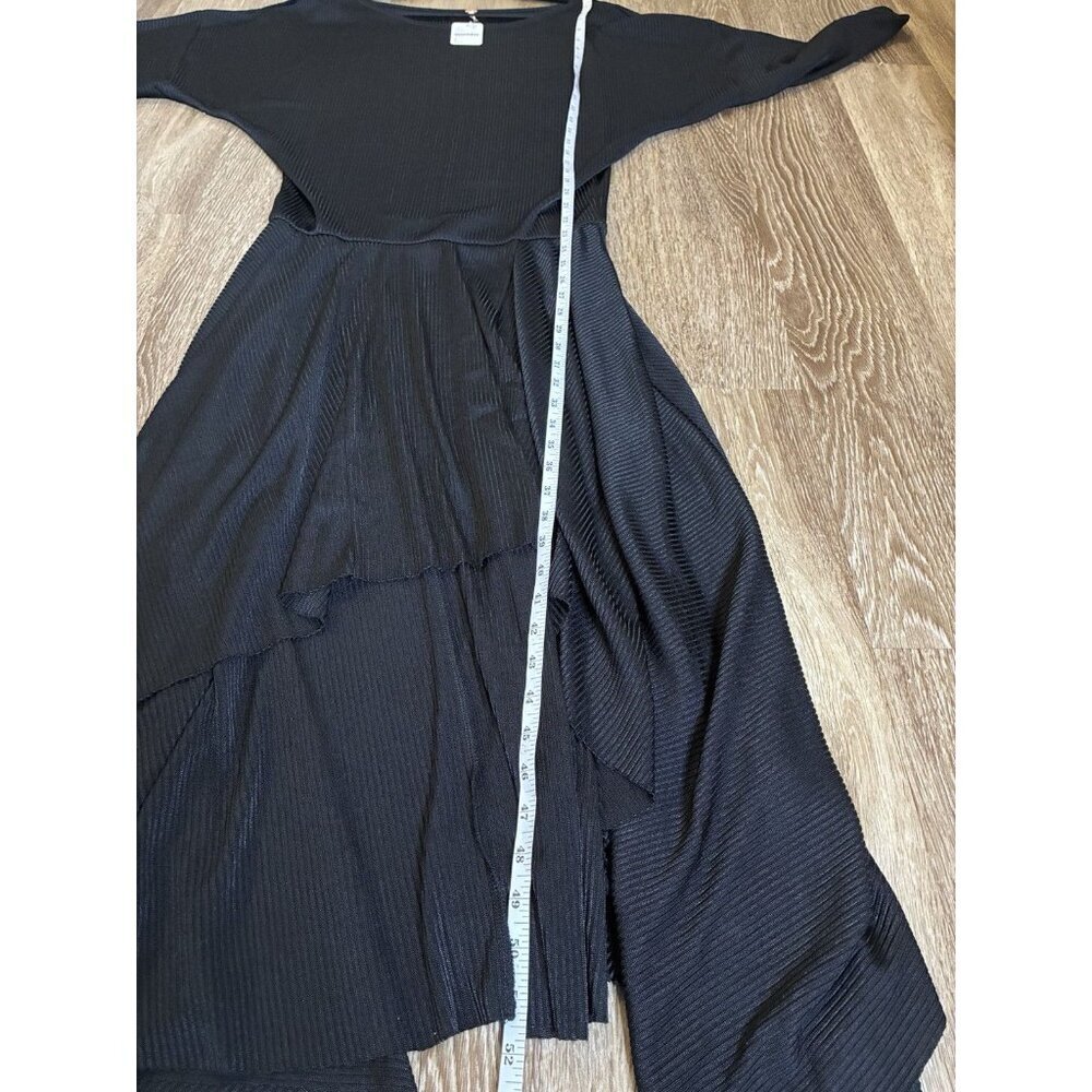Free People NWT Ribbed Maxi Long Sleeve Black High Low Dress Size Large - Picture 10 of 10